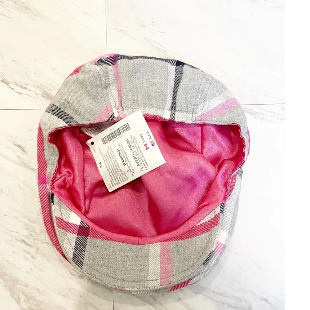 NWT Gymboree Plaid Newsboy Cap Glitter Heart Girls Hat Size 5-7 - Picture 2 of 6